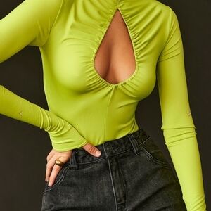 House of CB Neon Green Cut-Out Bodysuit